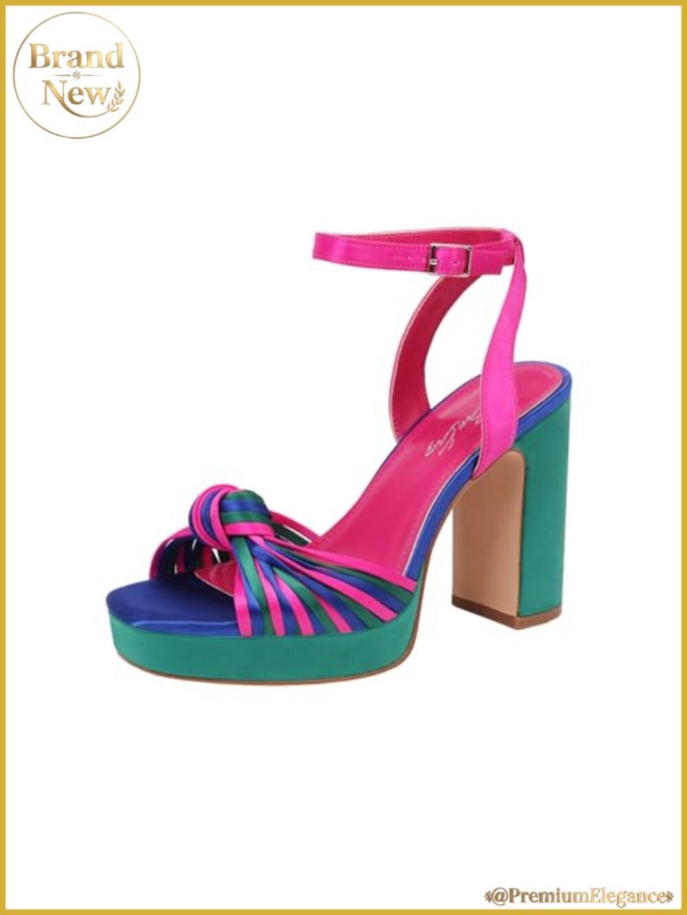 Strappy Platform Heeled Sandals Square Open Toe Chunky Block Heel